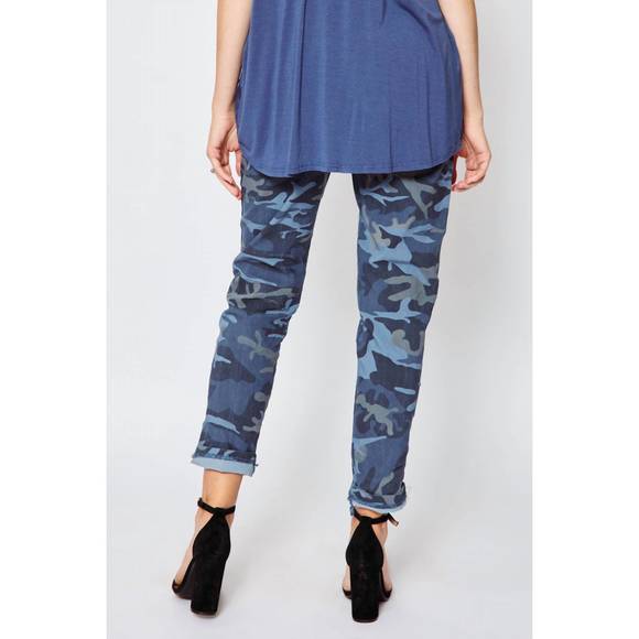 NEW JACQUELINE B CLOTHING d style silver stripe camo pants in blue jeans - Picture 2 of 3